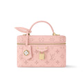 Louis Vuitton Vanity Pouch Flower Ring Women's Gray Monogrammed Pendant Zipper Closure Calfskin Gloves Cosmetic Bag Bags #76843