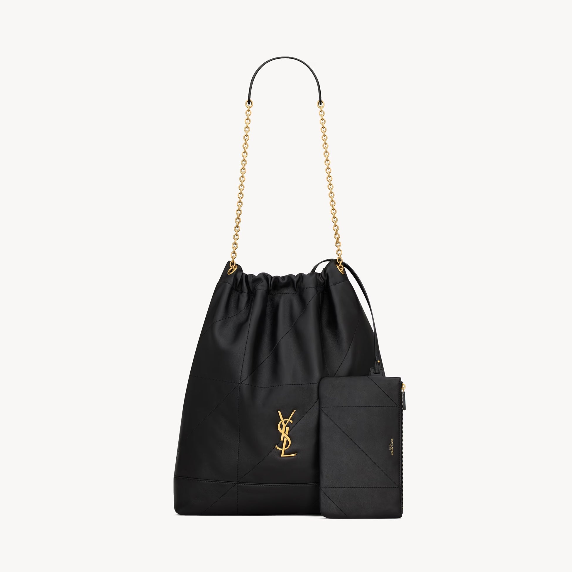 SAINT LAURENT JAMIE POCHON Women's Solid Colour Suede Leather Metal Chain Tote Shoulder Bag Bags #76824