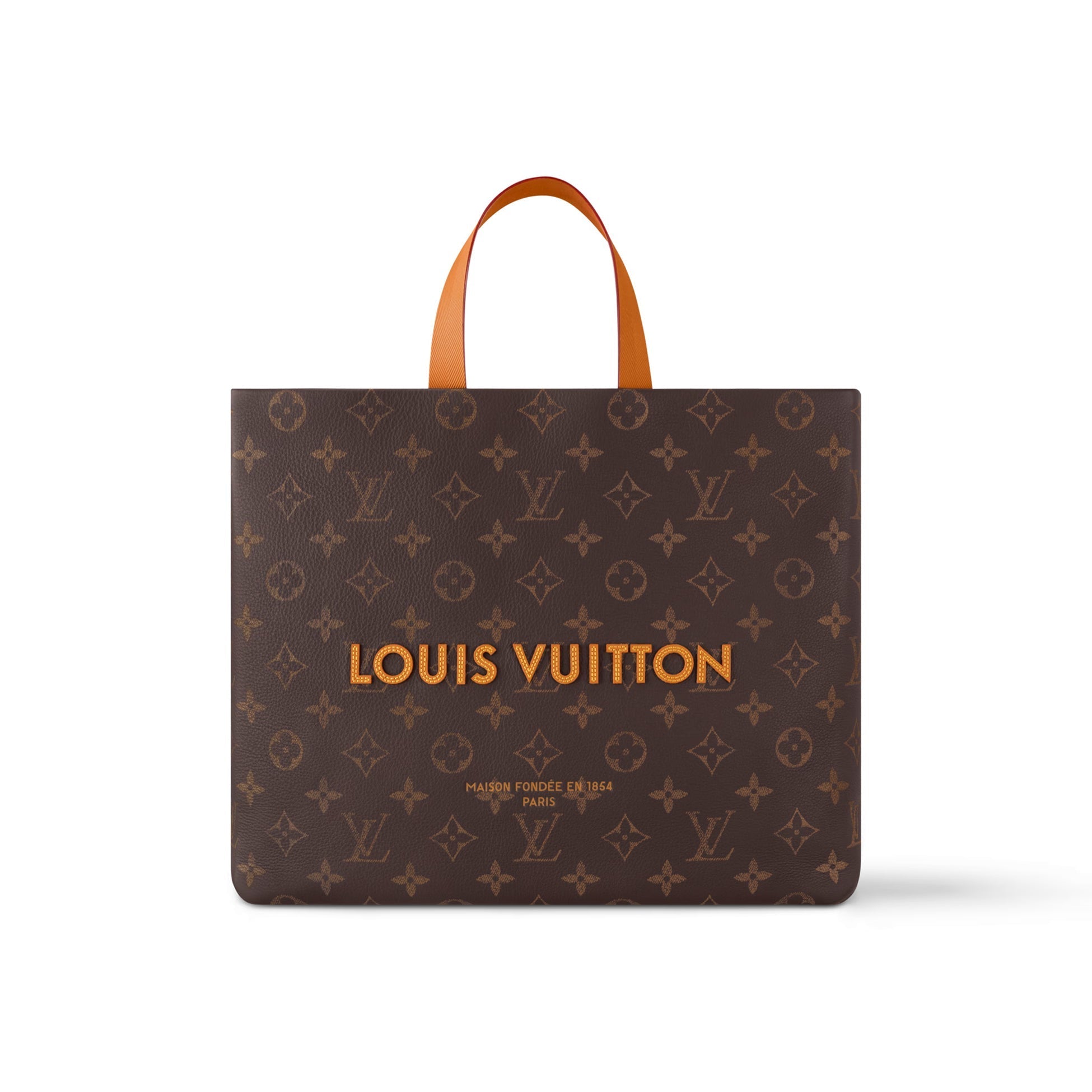 Louis Vuitton Men's Brown Classic Vintage Adjustable Shoulder Strap Embroidered Letter Print Tote Bag - Premium Coated Canvas Leather Bag #75711