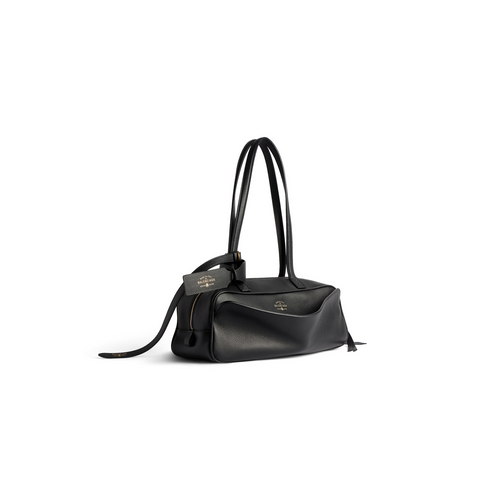 Balenciaga Women's Carrie Small Bowling Bag Logo Printed Vintage Solid Color Leather Tote Shoulder Bags Ngvp 8329202ABNQ1000 #1511
