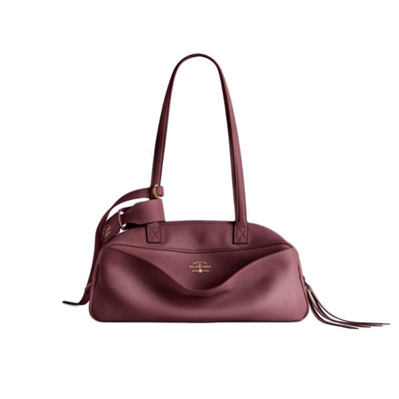 Balenciaga Women's Carrie Small Bowling Bag Logo Printed Vintage Solid Color Leather Tote Shoulder Bags Ngvp 8329202ABNQ1000 #1511