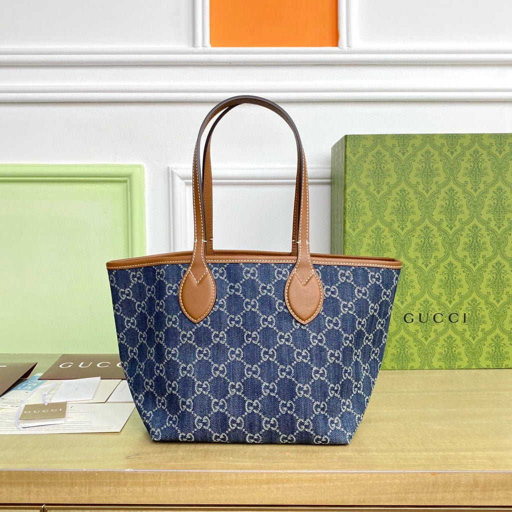 Gucci Totissima Women's Branded Classic Printed Denim Tote Bag Tote Shoulder Bags #76511