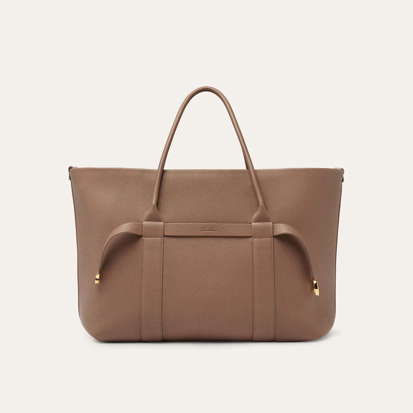 Loro Piana Ghiera Shopper Women's Solid Color Embossed Logo Cowhide Leather Solid Color Handbag Bag Bags #77325