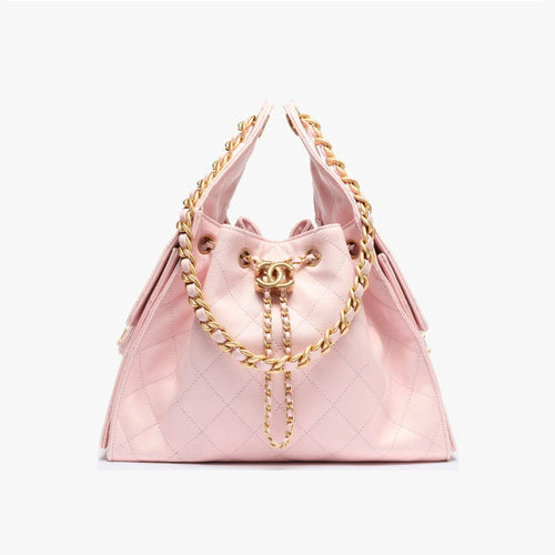 Chanel Women's Classic Double C Logo Solid Color Cowhide & Leather Tote Shoulder Bag Bags #77512