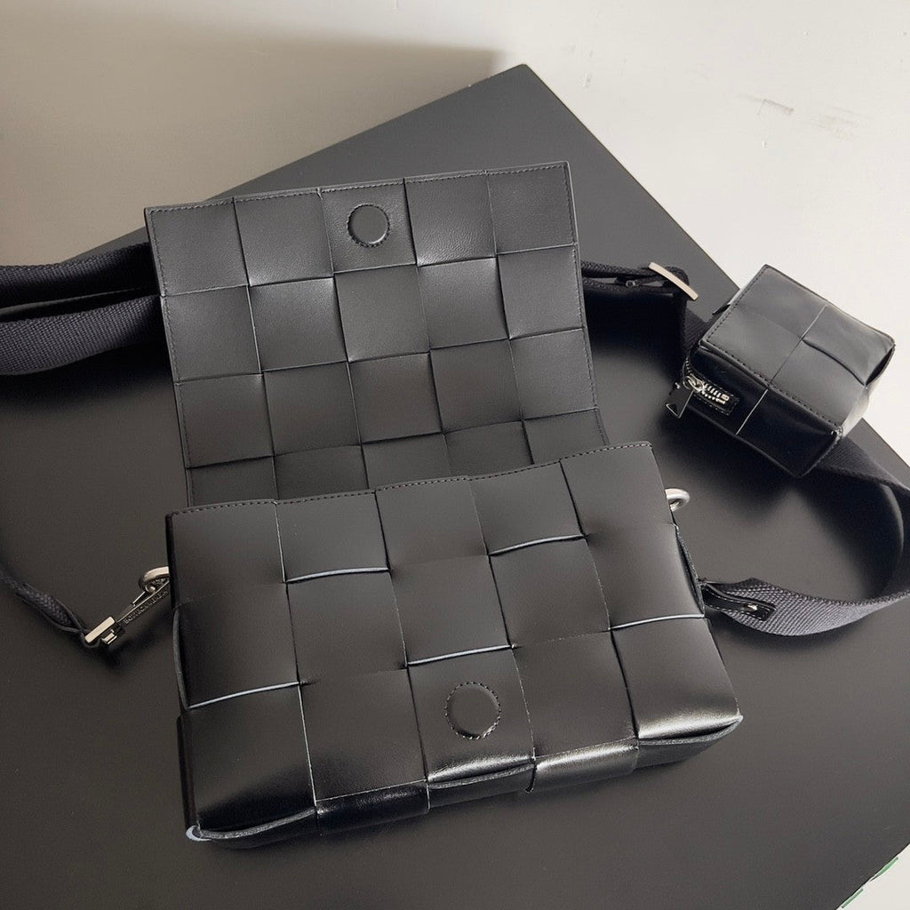 Bottega Veneta Cassette Men's and Women's Solid Color Leather Woven Shoulder Crossbody Bag Bags #75755