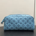 Louis Vuitton DOPP KIT Toiletry Bag Women's  Men's Fashion Trend Handbag Luxury Monogram Shadow Embossed Double Zip Wash Bags M14485 Grey M14885 Light Blue M14843 Dark Blue #81236