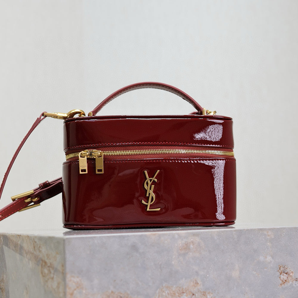 SAINT LAURENT GABY VANITY BAG Ladies Solid Color Detachable Adjustable Shoulder Strap Lambskin Shoulder Handbag Cosmetic Bag #76574