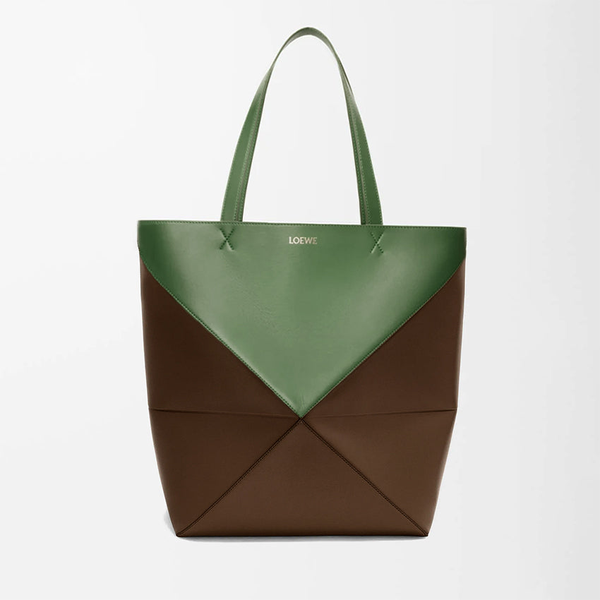 Loewe Women's XL Shiny Calfskin Puzzle Fold Tote Bag Vintage Solid Color Handbag Bags 0011091782 #81324