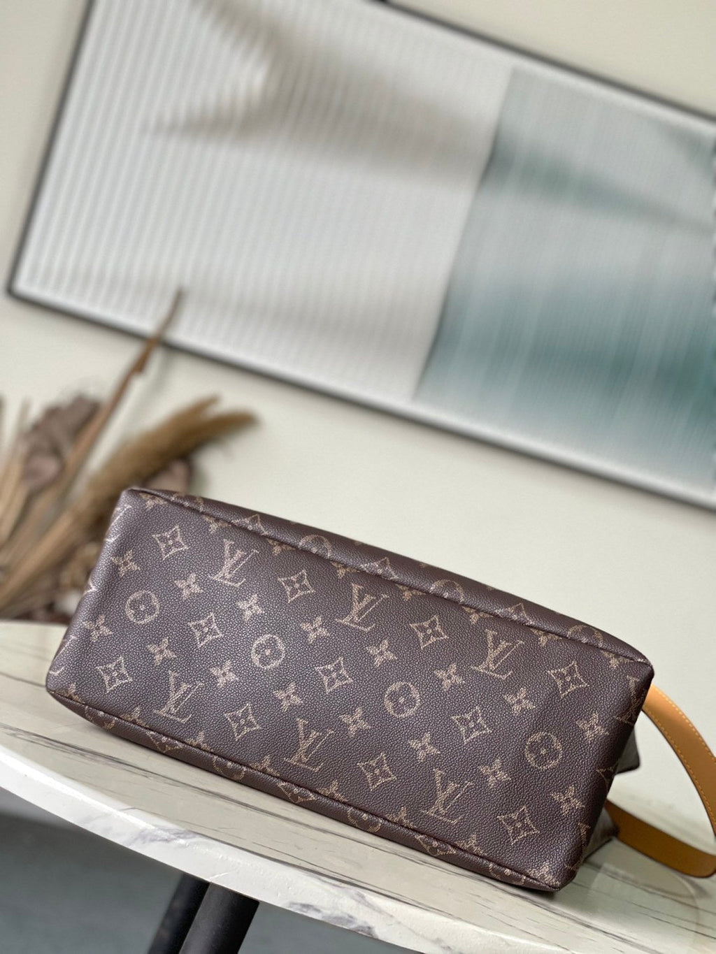 Louis Vuitton Men's Brown Classic Vintage Adjustable Shoulder Strap Embroidered Letter Print Tote Bag - Premium Coated Canvas Leather Bag #75711