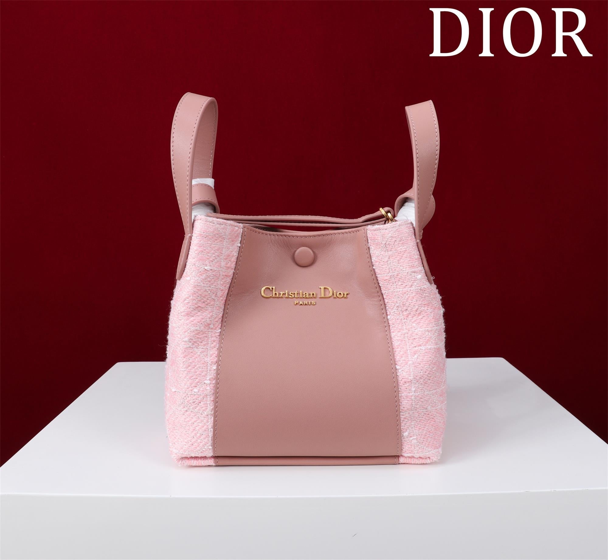 Dior Women's Solid Color Tweed & Leather Tote Shoulder Bag Bags #75973