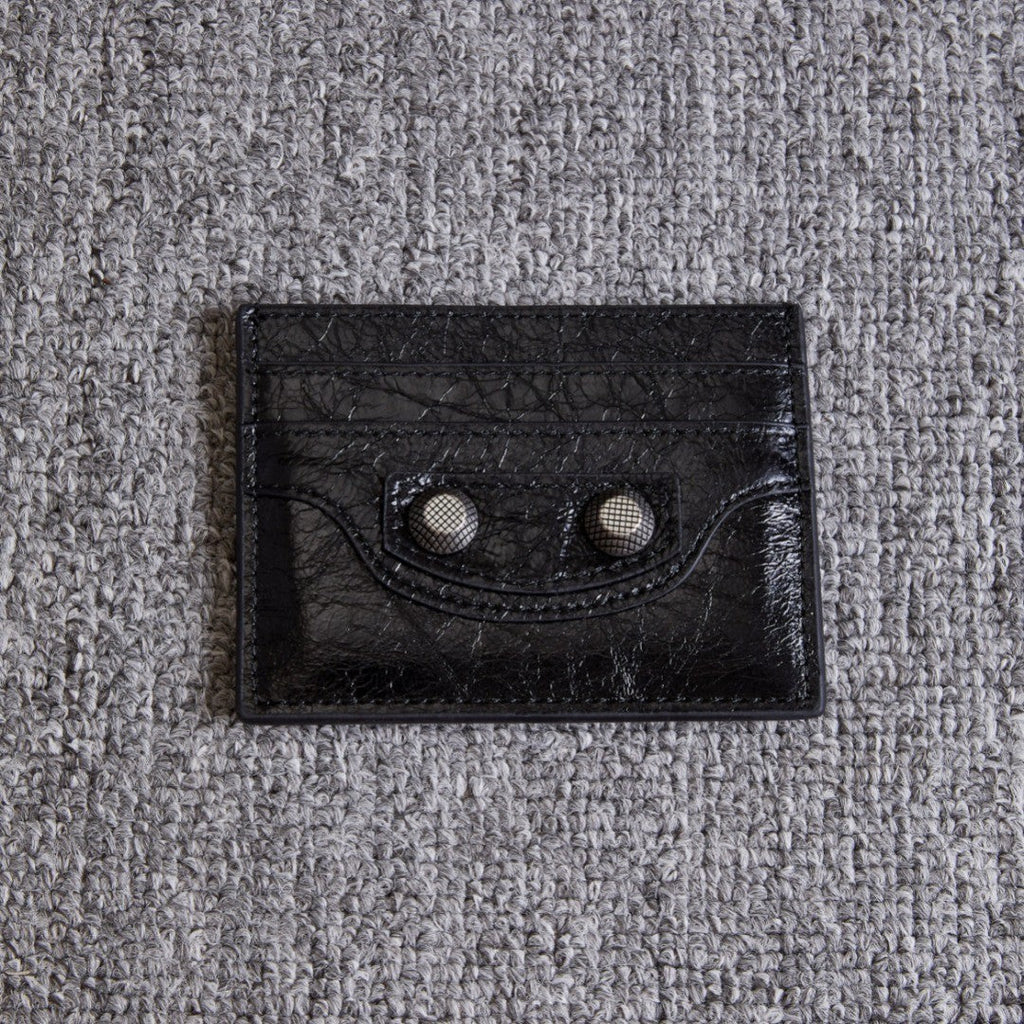 Balenciaga Le Cagole Distressed Silver Metal Accessory Logo Wallet Fine Grain Leather Card Holder Card Case Women's Black Bag Bags 764332210KR1000 Ngvp #1995