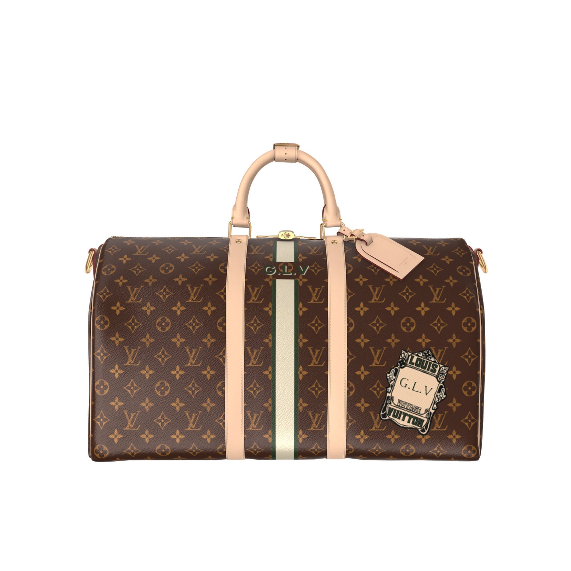 Louis Vuitton KEEPALL BANDOULIÈRE 50 Men's Detachable Adjustable Shoulder Strap Zipper Closure Coated Canvas Quilted Leather Single Shoulder Crossbody Handbag Travel Bag Bags #76838