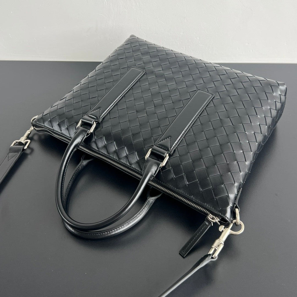 Bottega Veneta Intrecciato Men's Solid Color Adjustable Detachable Shoulder Strap Woven Calfskin Briefcase Handbag Bag Bags #77518
