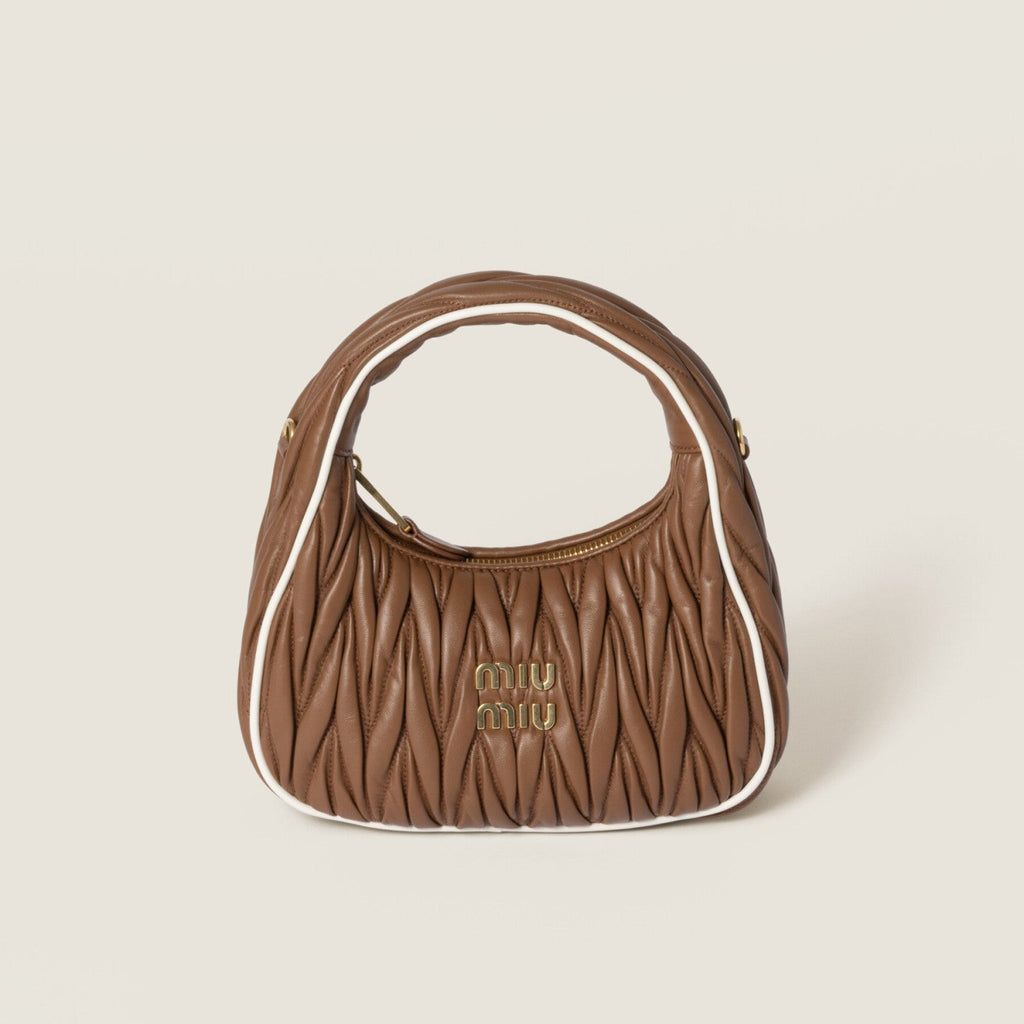 MiuMiu Wander Women's Zipper Closure Quilted Napa Leather Shoulder Crossbody Handbag Bag Bags #76557