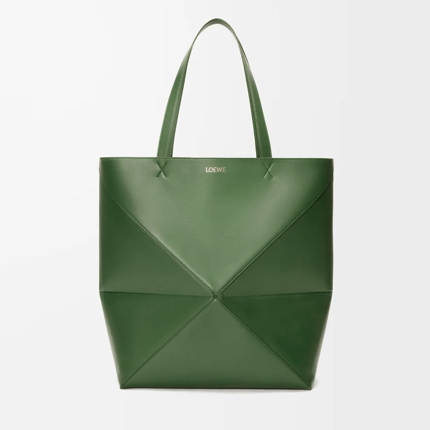 Loewe Women's XL Shiny Calfskin Puzzle Fold Tote Bag Vintage Solid Color Handbag Bags 0011091782 #81324