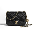 Chanel Women's Adjustable Shoulder Strap Diamond Pattern Gold Buckle Chain Gold Ball Solid Color Leather Crossbody Shoulder Bag Bags #76352