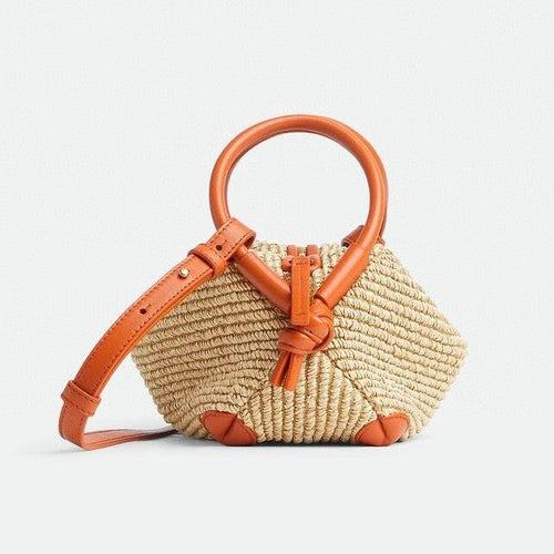 Bottega Veneta Loop Top Handle Women's Detachable Shoulder Strap Ring Handle Raffia And Leather Shoulder Bag Handbag Bags #77634