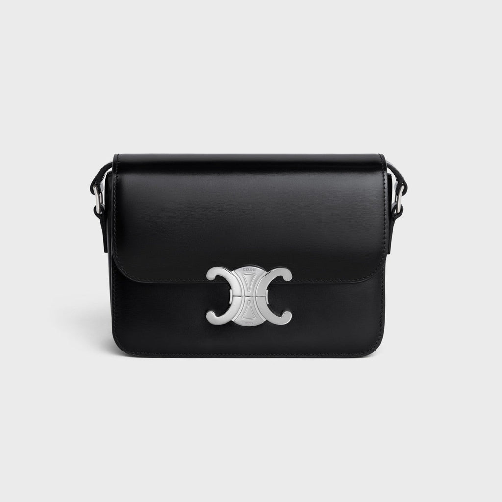 Celine Teen Triomphe Glossy Cow Leather Handbags Women's Temperament Luxury Solid Colour Temperament Crossbody Bag Logo Handbags Bag Bags #71965