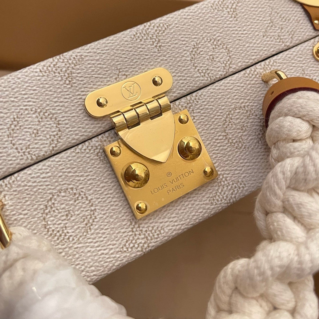 Louis Vuitton Handle Trunk Women's Solid Color Detachable Adjustable Shoulder Strap Buckle Closure Coated Canvas Box Bag Single Shoulder Crossbody Handbag Bags #77789