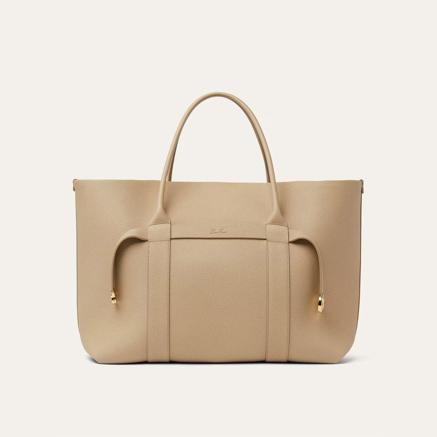 Loro Piana Ghiera Shopper Women's Solid Color Embossed Logo Cowhide Leather Solid Color Handbag Bag Bags #77325