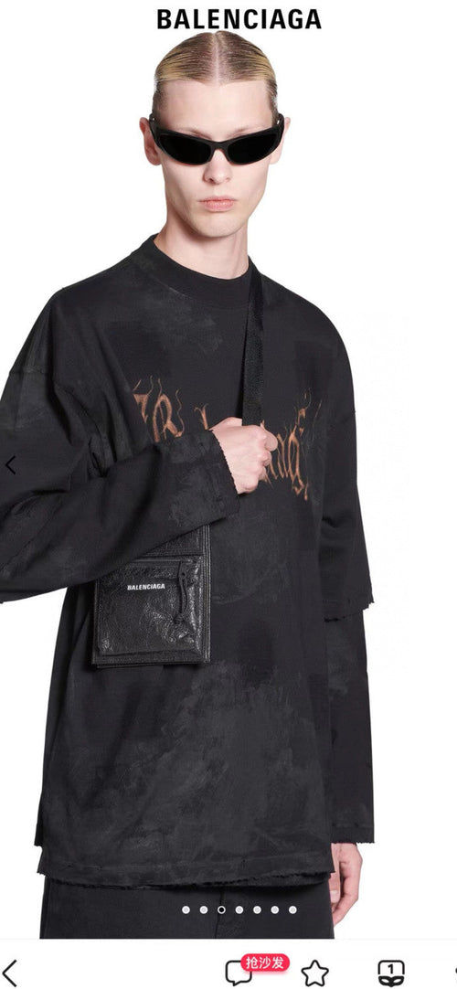 Balenciaga Men's Solid Color Monogrammed Logo Intaglio Lambskin Shoulder Crossbody Bag Bags #75672