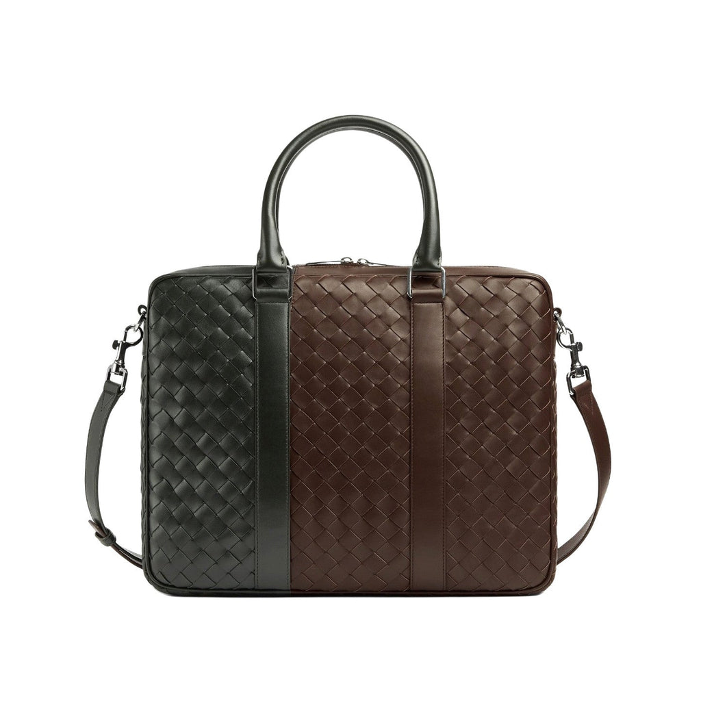 Bottega Veneta Intrecciato Men's Two Tone Adjustable Detachable Shoulder Strap Woven Calfskin Briefcase Handbag Bag Bags #77474