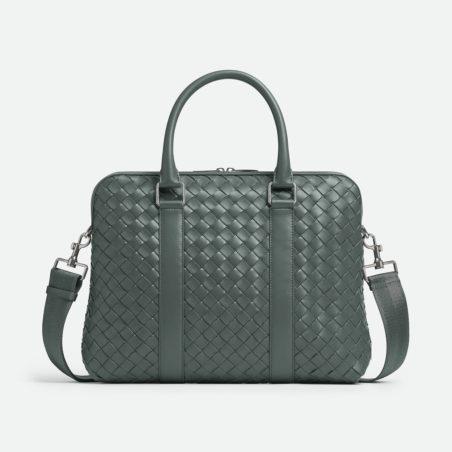 Bottega Veneta Intrecciato Men's Solid Color Adjustable Detachable Shoulder Strap Woven Calfskin Briefcase Handbag Bag Bags #77473