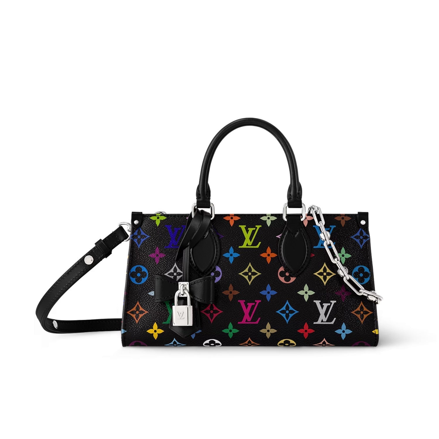 Louis Vuitton Lv X Tm Onthego East West Chain Women's Removable Shoulder Strap Zipper Closure Colorful Monogram Printed Printed Coated Canvas Leather Trimmed Shoulder Crossbody Bag Bags #75561