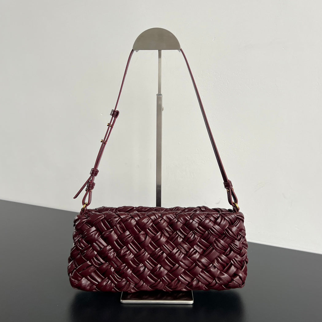 Bottega Veneta Kalimero Cha-Cha Women's Solid Color Zipper Closure Woven Cow Leather Tote Shoulder Bag Bags #75864