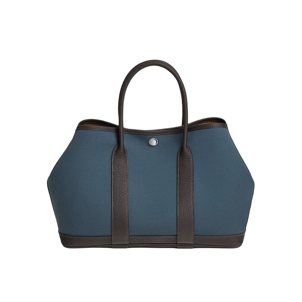 Hermes Garden Party 30 Women's Silver Buckle Colour Blocking Canvas and Calfskin Tote Bag Bags #76891