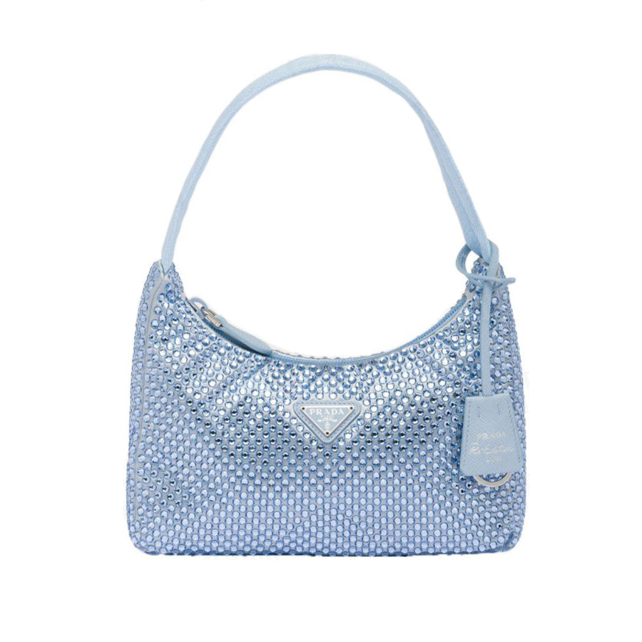 Prada Women's Re-Edition Full Diamond Hobo Underarm Bag Solid Color Tote Casual Shoulder Bag Bags 1BC515_2AWL_F0076_V_OOO #81349