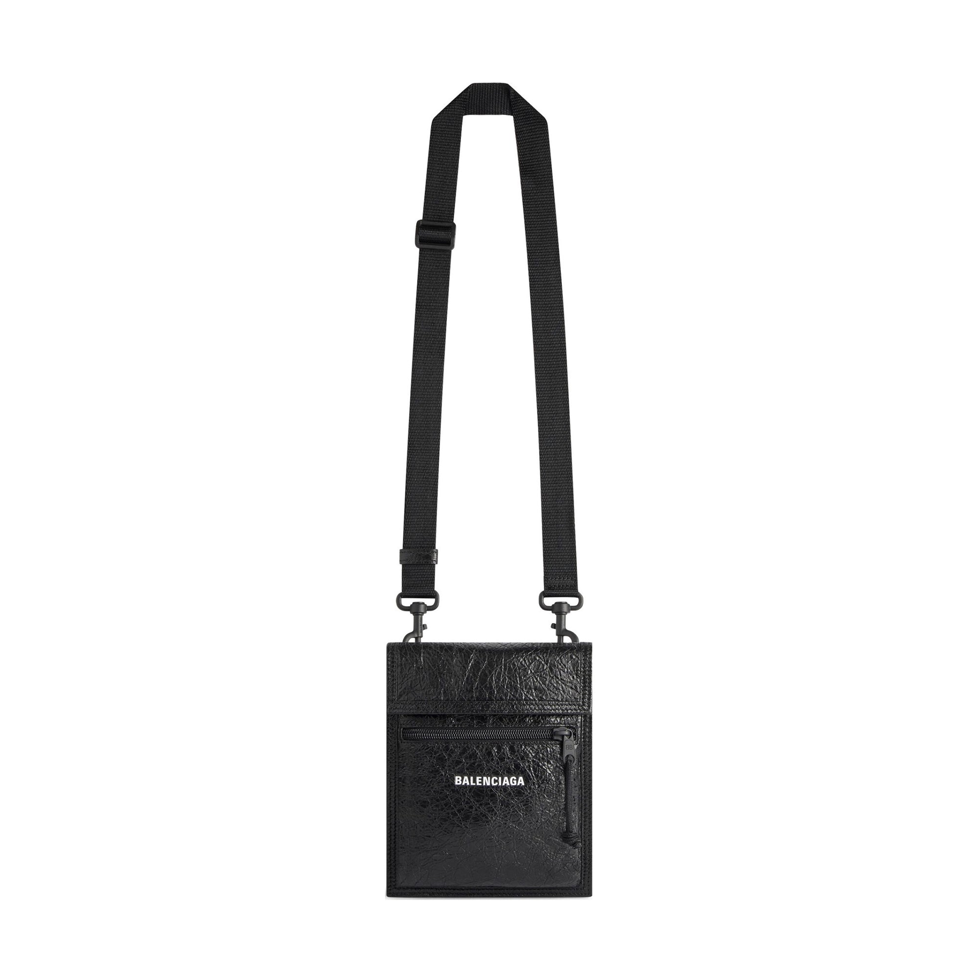 Balenciaga Men's Solid Color Monogrammed Logo Intaglio Lambskin Shoulder Crossbody Bag Bags #75672