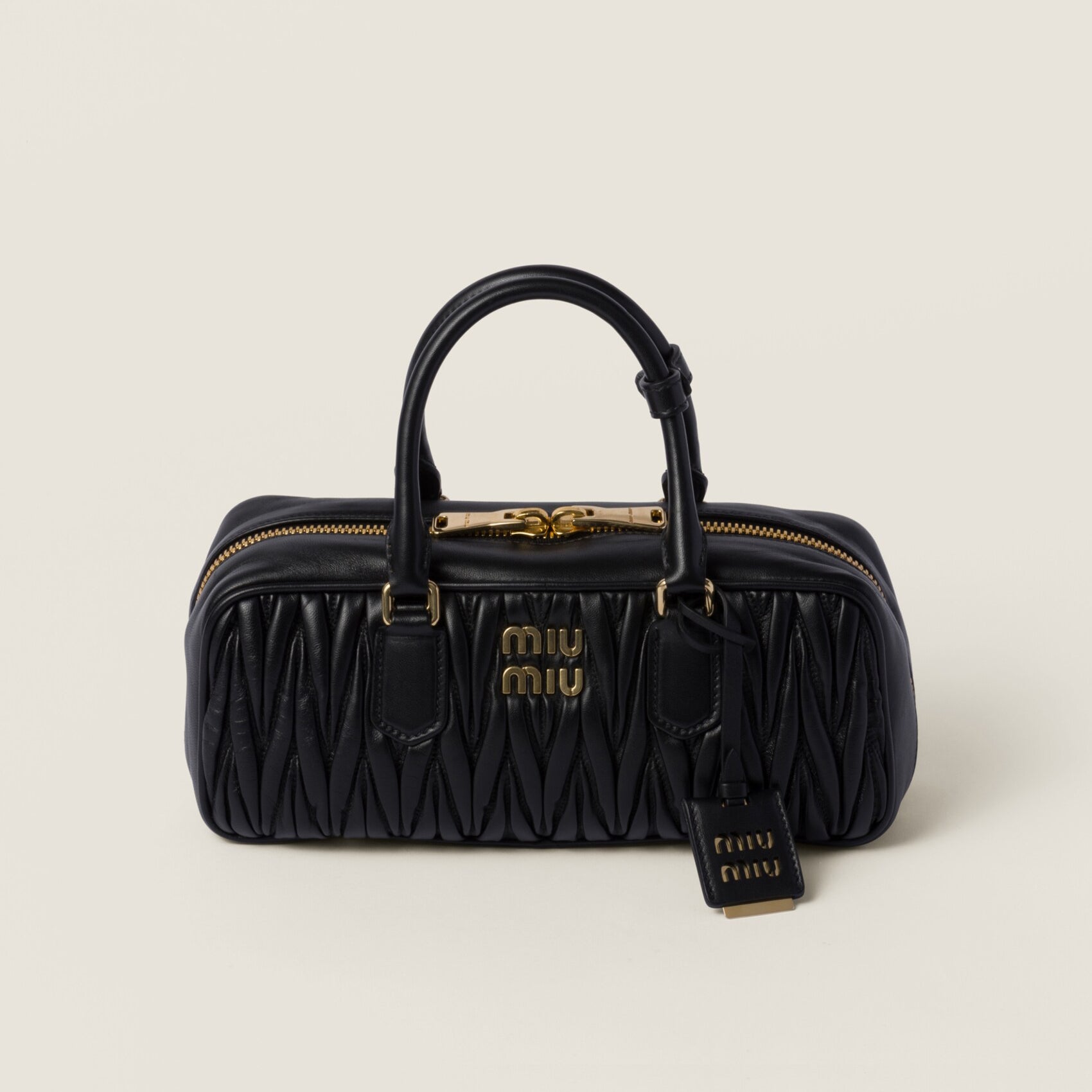 MiuMiu Arcadie matelassé Women's Solid Color Metal Engraved Logo Zipper Closure Leather Shoulder Bag Crossbody Tote Bags #77354