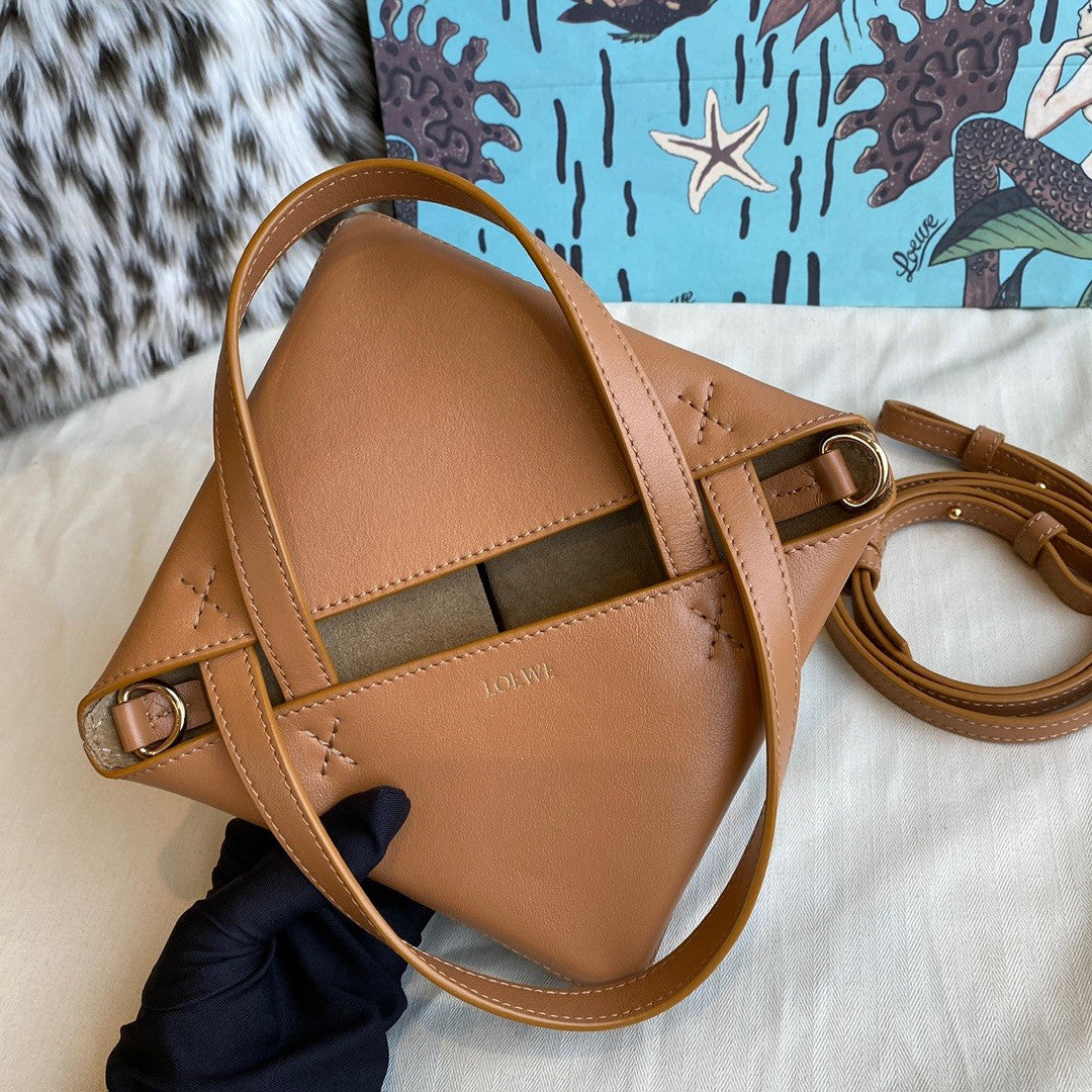 Loewe Puzzle Fold Women's Shiny Calfskin Tote Bag Vintage Solid Color Handbag Bags #77816
