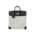 Hermes HacHaut A Courroies 40 HACG40 Women's Silver Buckle Canvas And Cowhide Colour Blocked Handbag Bag Bags #77113