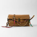 Prada Soft Sound Women's Metal Parts Snap Button Flap Closure Solid Color Leather Crossbody Shoulder Bag Bags #76359