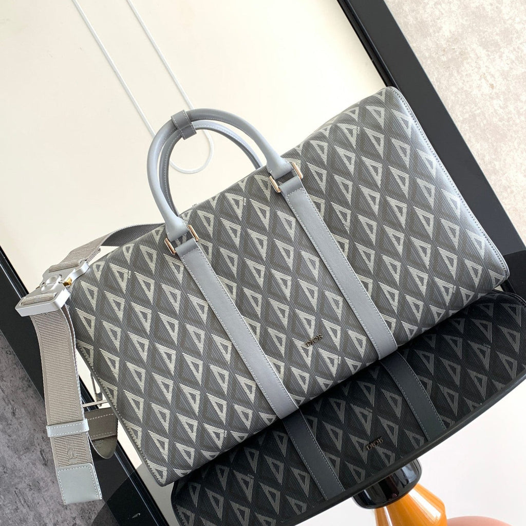 DIOR LINGOT 50 Men's and Women's Adjustable Shoulder Strap Letter Printed Leather Canvas Tote Travel Bag Bags #76472