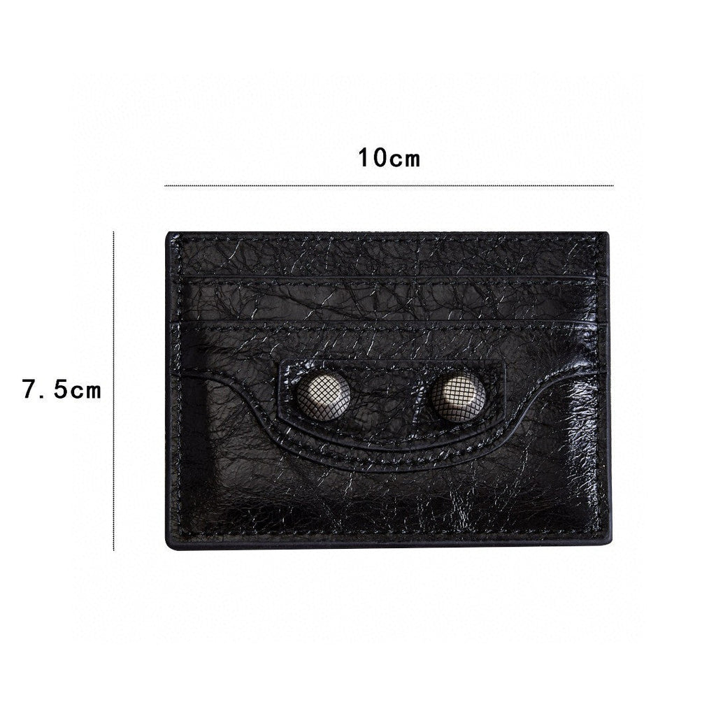 Balenciaga Le Cagole Distressed Silver Metal Accessory Logo Wallet Fine Grain Leather Card Holder Card Case Women's Black Bag Bags 764332210KR1000 Ngvp #1995