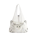 Balenciaga Women's Solid Color Detachable Adjustable Shoulder Strap Doing Old Silver Accessories Lambskin Spell Nylon Shopping Bag Tote Bags #75523