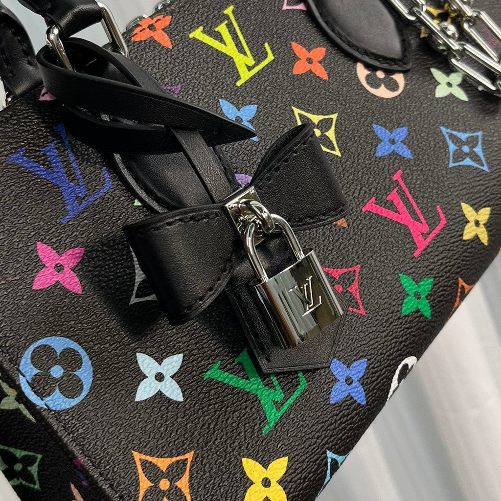 Louis Vuitton Lv X Tm Onthego East West Chain Women's Removable Shoulder Strap Zipper Closure Colorful Monogram Printed Printed Coated Canvas Leather Trimmed Shoulder Crossbody Bag Bags #75561